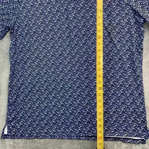 1764 Shirt Mens 2XL Blue Drink Print Performance Golf Polo Breathable Stretch - Picture 2 of 8